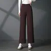 2059 Pantalones de Pierna Ancha para Mujeres de Mediana Edad Talla Grande para Mujer de Cintura Alta Rectos Caídos para Madres de Mediana Edad y Mayores Sueltos de Algodón de Titanio
