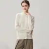 Cárdigan de cachemira para mujer con cuello de volantes, ribete de encaje dulce estilo francés y diseño floral de ganchillo, adecuado como capa exterior o interior