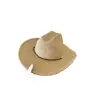 Chapéu de Palha Trançado Vazado Primavera e Verão para Mulheres, Aba Larga Proteção Solar, Versátil para Férias na Praia e Passeios, Chapéu de Cowboy Ocidental