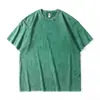 Camiseta Vintage Pesada 230g Lavada e Desgastada, Estilo de Rua Europeu e Americano, Algodão Puro, Caimento Solto, Manga Curta, Estampa de Dragão Personalizada Transfronteiriça