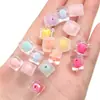 Cuentas Cuadradas de Acrílico con Agujero Grande Cuentas Sueltas Cuentas para Pulsera Relleno Macarrón Hecho a Mano DIY Cuerda para Ensartar Lanyard para Teléfono Adorno