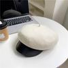 Gorras de Mujer Estilo Coreano al por Mayor Octagonales de Lana con Visera de Cuero PU Gorra de Repartidor de Periódicos Tendencia Lujo Ligero Versátil Boina