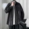 Camisa Floral Retro Estilo Hong Kong para Homens, Camisa Floral Havaiana Fresca de Manga Longa para Homens, Blusa Casual Solta de Outono