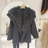 2025 Nuevo Otoño e Invierno Cuello Marino Silueta Lana Doble Cara Abrigo Exterior Abrigo Exterior Piel de Zorro Genuina para Mujer Longitud Media Moderno