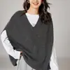 Chaleco de Punto para Mujer de Primavera y Otoño, Manga Murciélago Cuello en V Color Sólido Holgado Casual Moda Ropa Exterior Chaleco