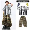Roupas Infantis da Moda Street Dance Hip-Hop Calças Camufladas Descoladas para Meninos Figurinos para Apresentações de Rua Fantasias de Apresentação de Palco para Meninas Jazz