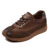Sapatos femininos de couro legítimo feitos à mão, originais, de couro de vaca, argan, confortáveis, com cadarço, retrô, bico redondo, casuais, simples