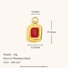 Colgante Ovalado Cuadrado de Circonita Colorida Transfronterizo Europeo y Americano Acero Inoxidable Chapado en Oro de 18K Nicho Lujo Accesible Accesorios de Alta Gama