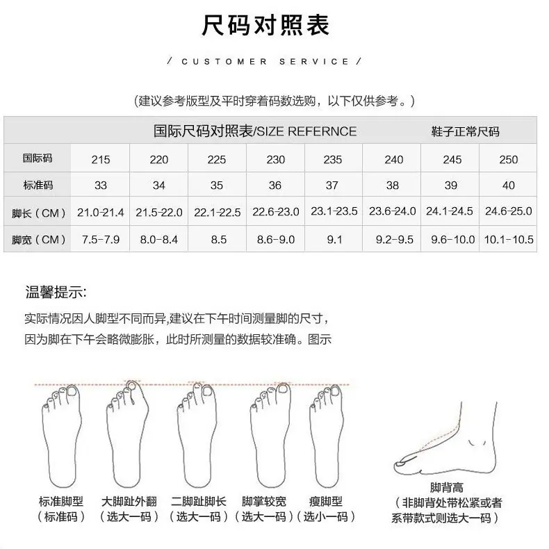 购买尺码表