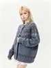 Suéter Tejido Jacquard Retro para Mujer, Nuevo Estilo Otoño, Corte Holgado, Adelgazante, Cuello Redondo, de Botones, Abrigo Suave y Acogedor