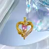 Cobre Ouro Formato de Coração Estilo Japonês e Coreano Suave e Elegante DIY Joias Feitas à Mão Cobre Zircônia Micro-Incustado Pingente Acessório