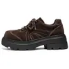Zapatos Derby de Cuña Gruesa Estilo Retro de Caña Alta para Hombre, Nuevos para Otoño/Invierno, Estilo Británico, Moda Tendencia, para Viajar, Casual, Zapatos de Piel