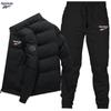 Conjunto de roupas acolchoadas de algodão com gola alta transfronteiriço + calças masculino inverno espessado quente acolchoado de algodão para esportes casuais em estoque