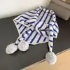 Bufanda Triangular de Punto Súper Linda con Rayas Rojas en Forma de Bola, Efecto Iluminador, Chal Cálido para Otoño e Invierno, Calentador de Cuello, Bufanda para Estudiantes para Mujer