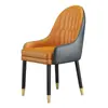 Silla de Comedor de Madera Maciza de Lujo Ligero, Mesa y Sillas de Isla, Cuero Genuino Moderno Simple de Gama Alta, Silla de Hotel Simple y Duradera con Respaldo