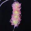 Linda Faixa de Cabelo Floral Infantil Feita à Mão com Borda Queimada Menina Doce Gradiente de Duas Cores Flor de Pérola Coração de Flor Guirlanda Guirlanda