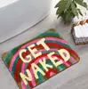 Tapete de chão absorvente para entrada de banheiro, com letras transfronteiriças, minimalista, com flocagem e tufting, tapete de secagem rápida para banheiro, antiderrapante