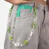 Cadena Doble Capa de Acrílico Flor de Cadena Accesorios Resina Hip Hop Cadena para Pantalones de Mezclilla Cadena de Cintura Decorativa para Hombres y Mujeres Cadena de Falda de Metal