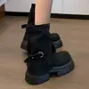 Botines de suela gruesa para mujer 2026 nuevo estilo británico otoño e invierno Botas Martin marrones Botas Melard apiladas y Botas de pantalón