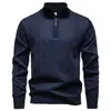 O principal produto da Amazon transfronteiriça é o suéter casual masculino de alto volume para outono e inverno, malha com zíper parcial e forro de fleece para homens