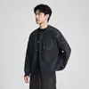 Suéter cárdigan retro de cuello redondo para hombre 2026 Otoño Estilo Old Money Tejido grueso holgado Ropa exterior Puntadas de contraste Perezoso Cálido Casual