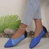 Zapatos planos para mujer transfronterizos, talla grande, primavera y otoño, gamuza, con bloques de color, punta fina, sin cordones, zapatos casuales para mujer