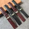 Correa de reloj de cuero de vaca de capa superior con acabado de charol con patrón de piedra genuina, adecuada para las correas de reloj de la serie Jialan Graceful Elegance