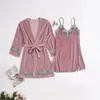 Novo Conjunto Sexy Preto de Duas Peças para Casa Europeu e Americano, Conjunto de Pijama de Renda Moderno