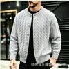 Cross2026 Otoño Invierno Nuevo Suéter de Punto Trenzado de Cuello Redondo para Hombre Ropa de Punto Moda Juvenil Chaqueta Cardigan Casual para Hombre