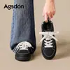 Zapatillas de Plataforma August Lion para Mujer 2026 Nueva Colección Otoño Cuero Negro Retro Suela Suave Zapatos Deportivos Casuales