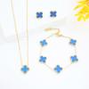 Collar de trébol de tres piezas de doble cara de acero inoxidable, pendientes, pulsera, traje para mujer, gran oferta transfronteriza europea y americana.