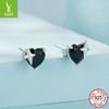 Pendientes de plata Ziyun con forma de corazón retro de circonita negra, estilo frío, con personalidad femenina, pendientes de plata de ley s925 con forma de estrella Awn