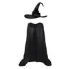 Nuevo Sombrero de Bruja Plisado de Halloween Sombrero de Bruja para Fiesta Sombrero de Bruja de Tela Oxford Negra Conjunto con Capa