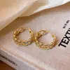 Pendientes Tejidos Geométricos Huecos con Microincrustaciones de Lujo Ligero, Modernos y Versátiles, Clips para Orejas Únicos con un Exquisito Toque de Alta Gama para Mujeres