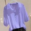 Camisa Polo de Manga Curta para Mulheres Verão 2026 Novo Estilo Top Solto Emagrecedor com Estilo Coreano e Design Francês