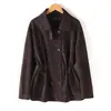 Ropa Femenina Estilo Europeo y Americano Transfronteriza Otoño 2026 Nuevo Estilo Chaqueta de Cuero con Solapa y Cinturón, Talla Grande Top de Cuero Genuino