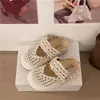 Medias Pantuflas Cerradas Transpirables Tejidas de Malla para Mujer 2026 Nuevo Estilo de Verano Sandalias de Velcro con Perlas
