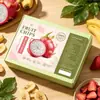 Etiqueta de bolsa de snack de fruta rosa brillante, pegatina autoadhesiva impermeable de vinilo anti-falsificación, adecuada para pitahaya deshidratada