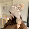 Gorro grueso de punto estilo Fair Isle para otoño e invierno, forrado de polar, cálido y protege los oídos, tejido para cabeza de circunferencia grande, hace que la cara parezca más pequeña