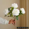 Buquê de Flores Artificiais de Peônia Estilo Europeu com 5 Cabeças para Decoração de Cena, Peônias Artificiais Realistas de Alta Qualidade para Celebrações