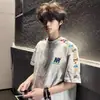 Camiseta de manga corta de estilo americano de moda para hombre, bordada con letras de marca, corte holgado, ropa de verano para parejas, top versátil para adolescentes y estudiantes