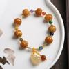 Nueva pulsera de oro y jade de Xinjiang al por mayor pulsera de cuentas de tambor cuentas de calabaza Topacio pulsera valiente femenina en vivo Red