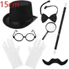 Conjunto Temático Clássico de Mágico Lincoln Chapéu Alto e Capa 15cm de Altura Conjunto Completo para Festa Cosplay Performance de Palco