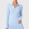 Camiseta Deportiva de Manga Larga Transfronteriza para Mujer, Ligera, Transpirable, Alta Elasticidad, Cuello en V, Aspecto Adelgazante de Otoño, Ropa de Yoga, Top Básico