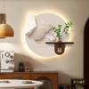Pintura Decorativa de Restaurante na Cor Creme, Plantas Verdes Hidropônicas com Borboletas, Decoração de Parede Suspensa para Sala de Estar, Pintura com Luz Ambiente, Pintura de Parede de Fundo para Sala de Jantar