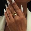 Moda europea y americana moda nicho diseñador textura industria pesada hueco diamante cuadros anillo único ins anillo abierto anillo