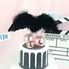 Estilo celebridade da internet Asas de pena real Asas de anjo bonitas Plug-in Bola transparente colorida Decoração Decoração de bolo para assar