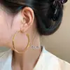 Pendientes de Aro Grandes Lisos Dorados y Plateados Estilo Europeo y Americano con Pasador de Plata de Ley S925 para Mujer, Joyería al por Mayor de Círculo Atmosférico de Lujo Ligero