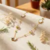 Colar clavícula com franja de zircônia e borboleta estilo vintage francês, elegante e luxuoso, pingente de coração e lua em camada dupla para mulheres