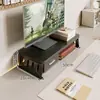Soporte para computadora de escritorio para oficina en casa, con un elevador de monitor de doble capa y estantes de almacenamiento